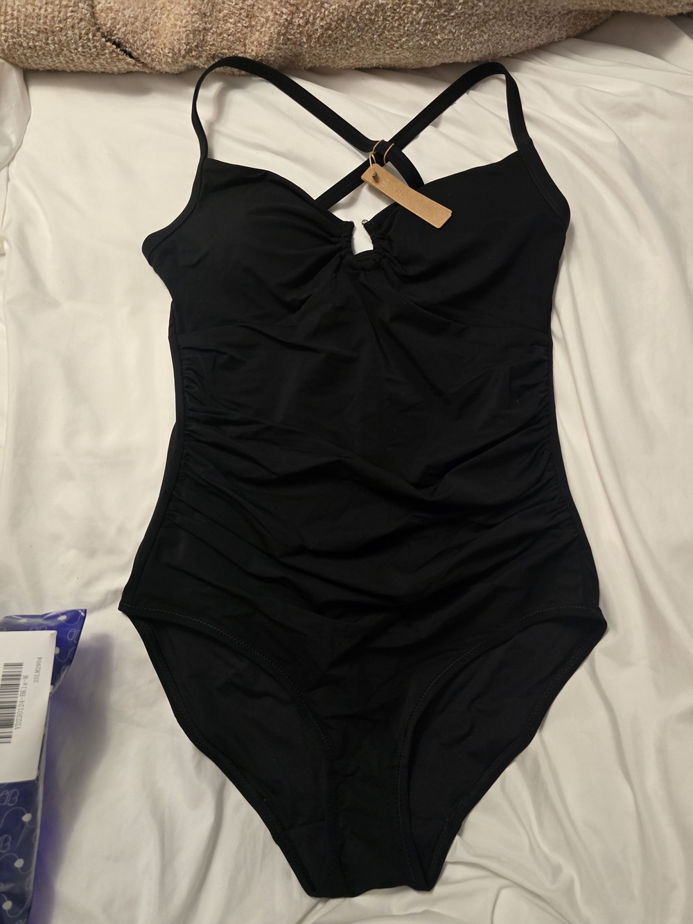 NWT Shapellx Black Women's One-Piece Swimsuit with Crisscross Back